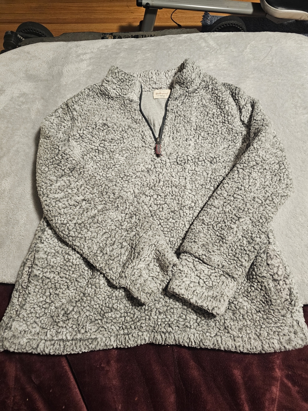 Weatherproof Light Gray Sherpa Half-Zip Turtleneck Pullover